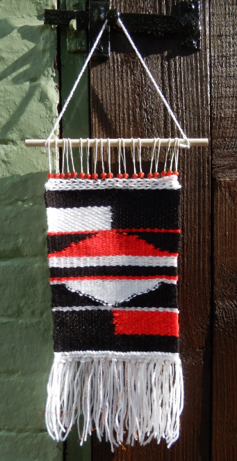 Red, black and white weave